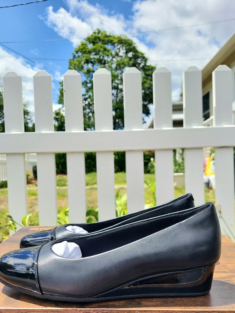 Easy Spirit Gracey Black Patent Wedge Pumps Womens Size 6 Wide NWT Travel Office